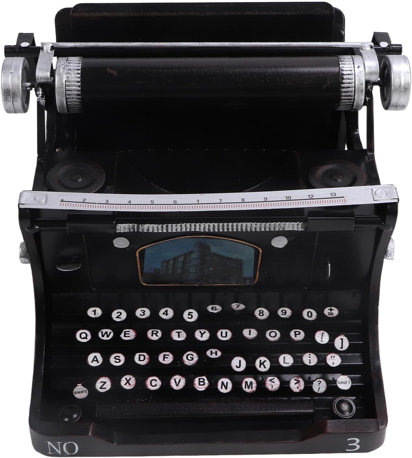 Airshi Antique Typewriter Model, Black Portable Typewriter Durable Manual Polishing for Home
