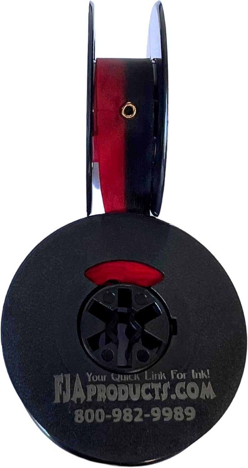 Universal Typewriter Ribbon - 1/2 Inch Wide Black and Red Ink Ribbon with Eyelets on 2 Inch Spool