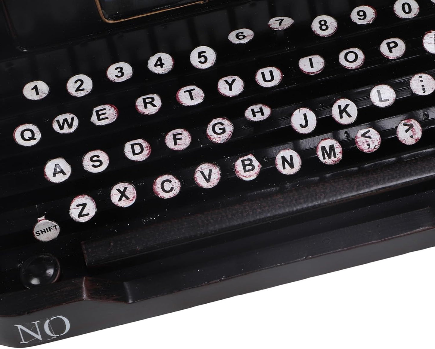 Airshi Antique Typewriter Model, Black Portable Typewriter Durable Manual Polishing for Home