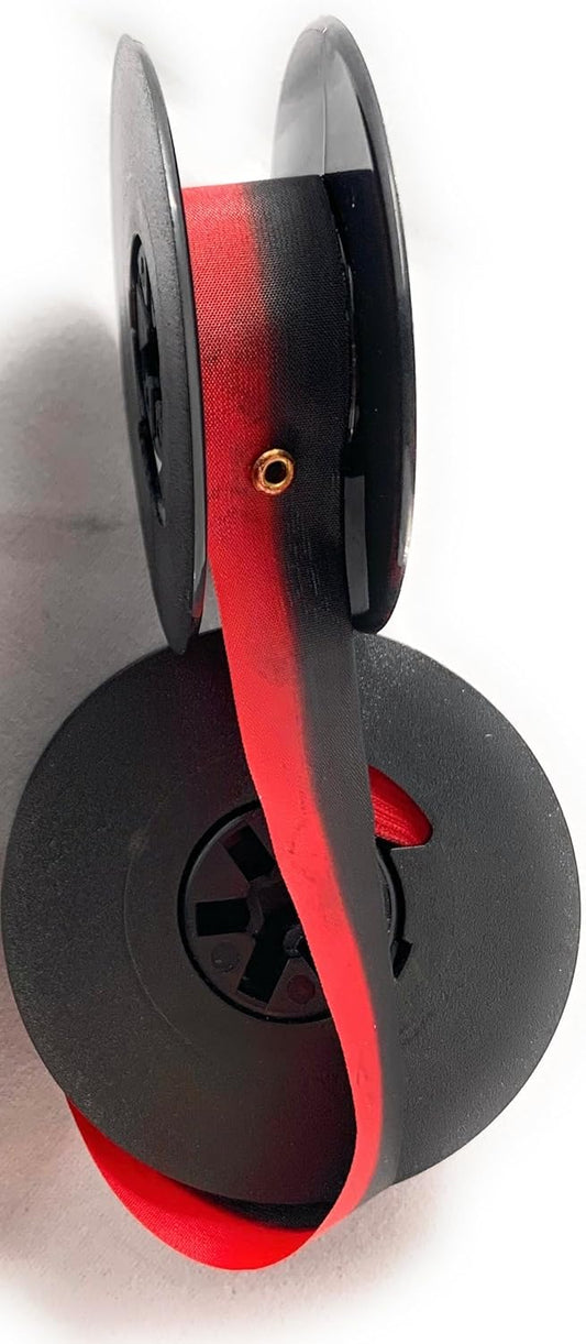 Universal Typewriter Ribbon - 1/2 Inch Wide Black and Red Ink Ribbon with Eyelets on 2 Inch Spool