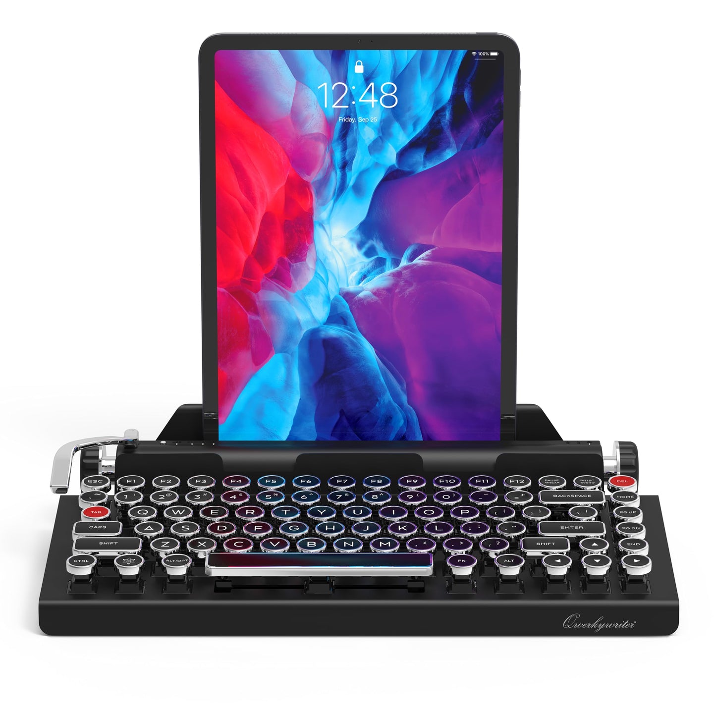 QWERKYTOYS Qwerkywriter S Typewriter Inspired Retro Mechanical Wired & Wireless Keyboard with Tablet Stand