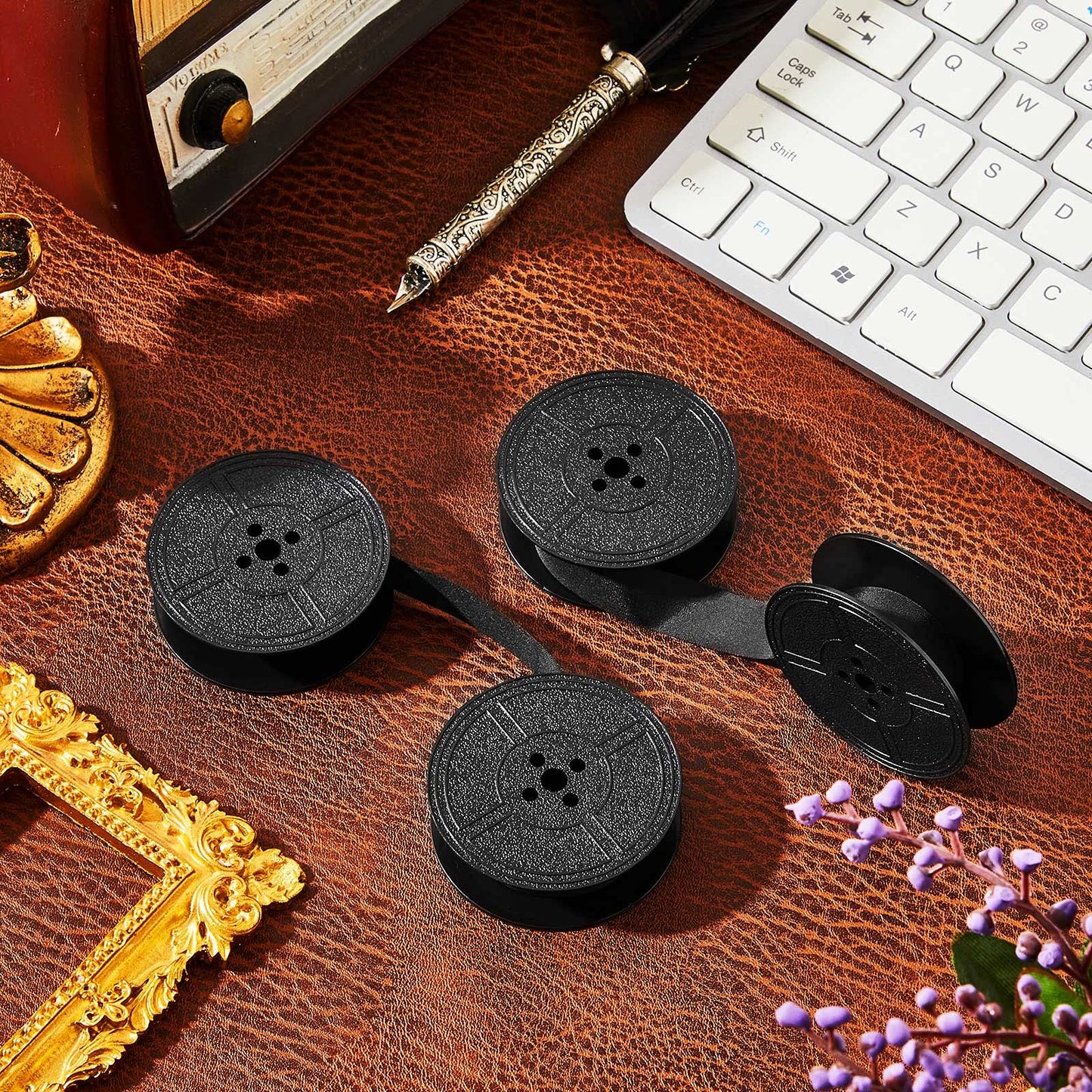 4 Pairs Universal Typewriter Ribbon Twin Spool Typewriter Ribbon Twin Spool Replacement Pack for Most Typewriter (Red, Black)