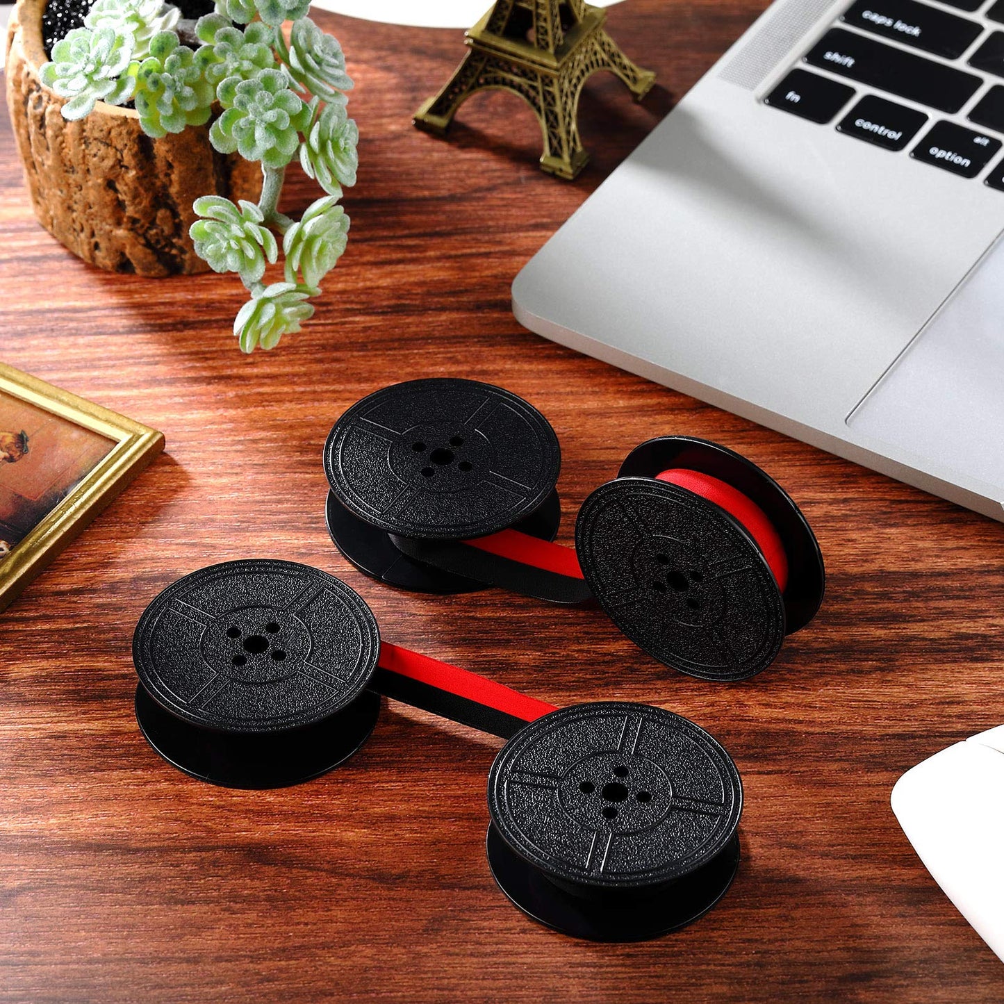 4 Pairs Universal Typewriter Ribbon Twin Spool Typewriter Ribbon Twin Spool Replacement Pack for Most Typewriter (Red, Black)